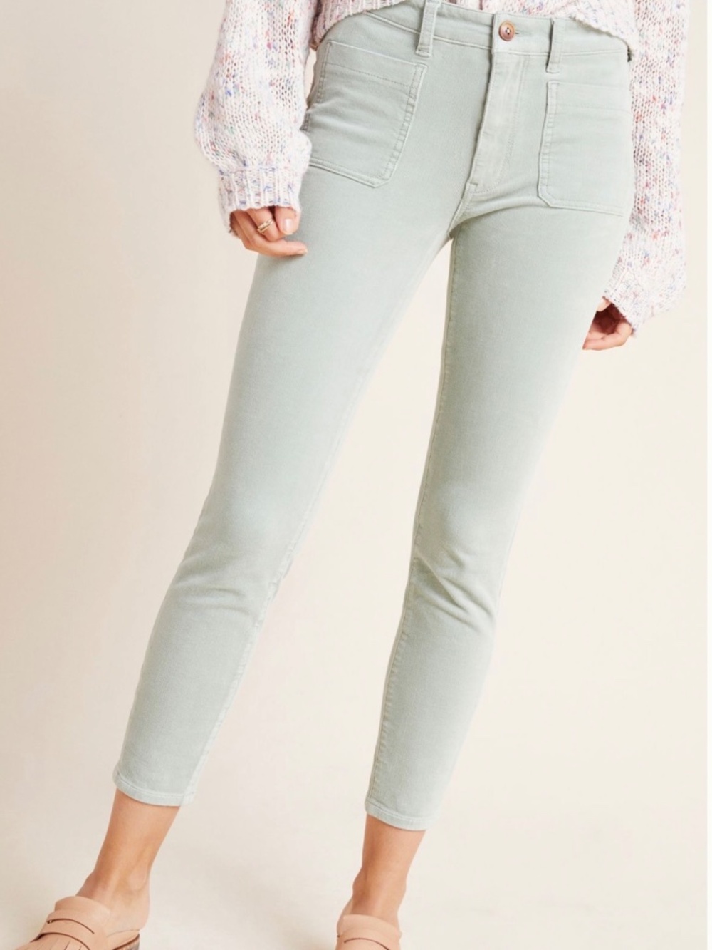 Like New {Pilcro · Anthro} Mint Green High Rise Skinny Corduroy Ankle Pants | 25
